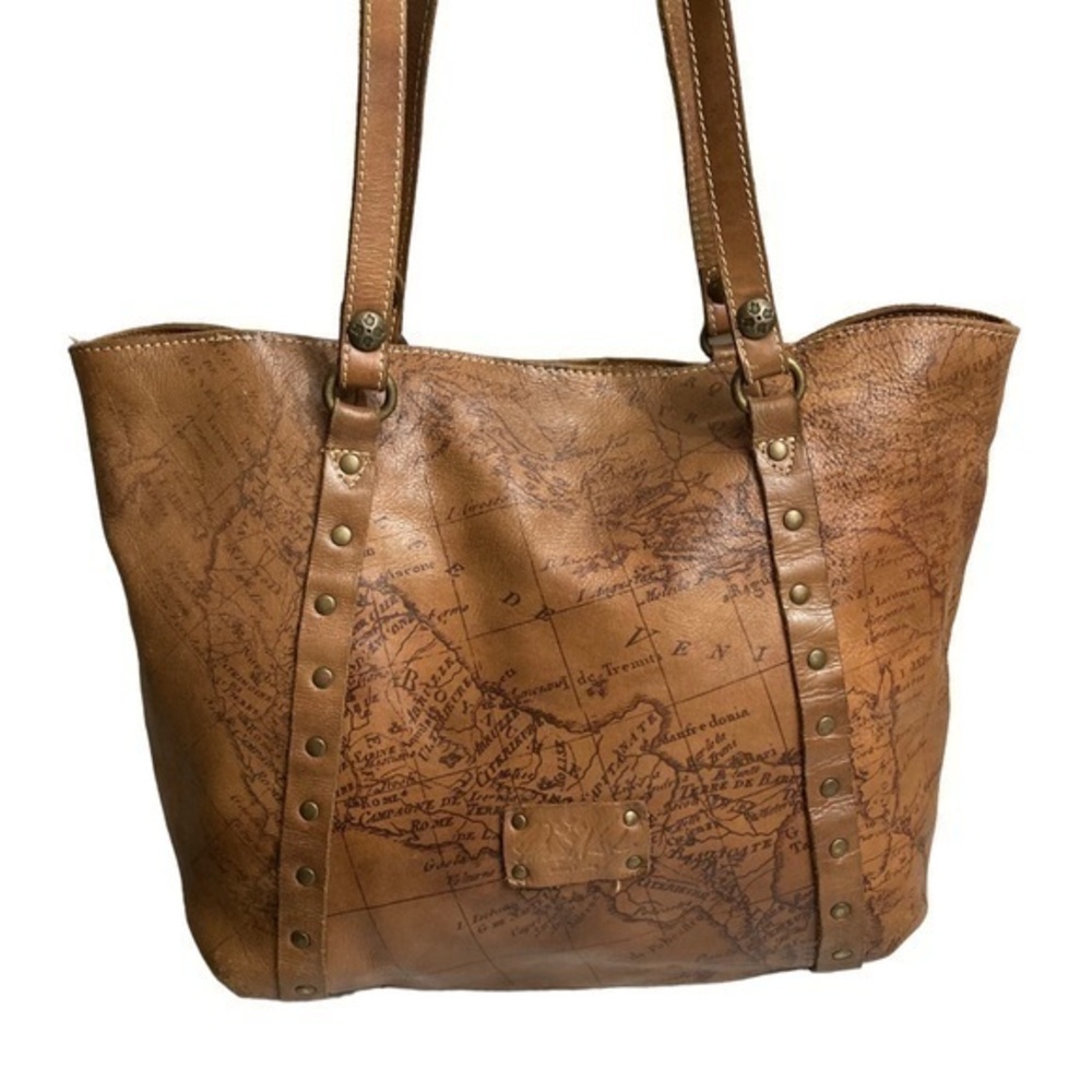 Patricia Nash buenovinito large shoulder bag brown World map
